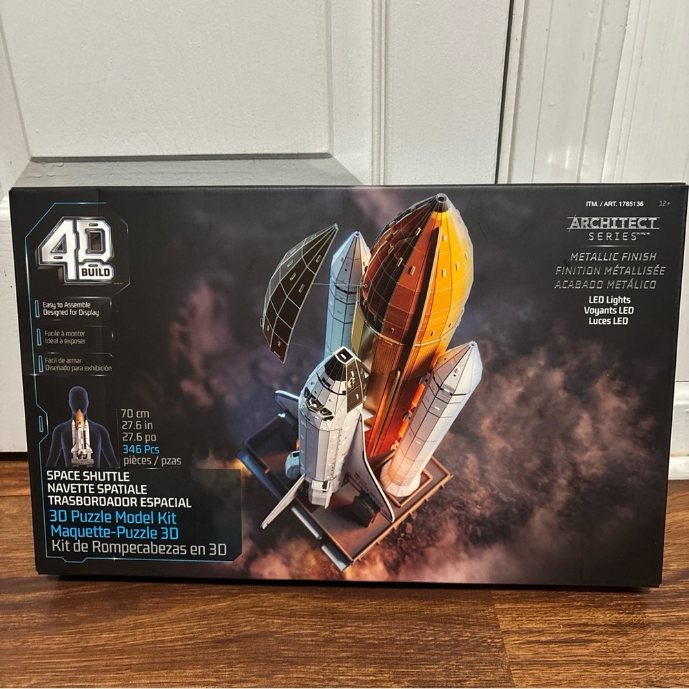 4D Build Space Shuttle 3D Model Kit w/ LED Lights, 346 Pieces, NEW AND SEALED